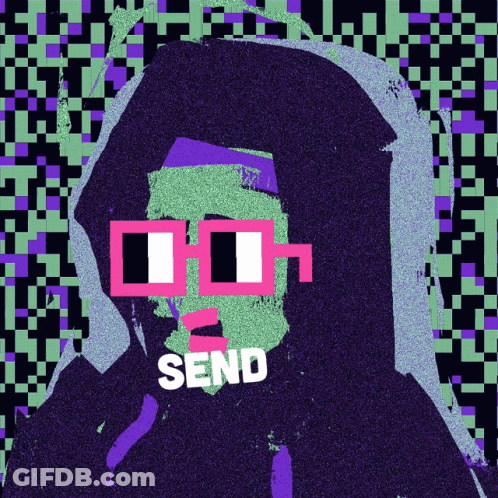 A Pixelated Image Of A Person With The Word Send Written On It GIF
