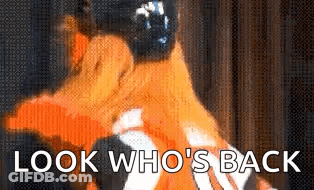 A Pixelated Image Of A Person With The Words Look Who 'S Back GIF