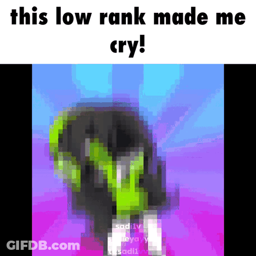 A Pixelated Image Of A Person With The Words " This Low Rank Made Me Cry " GIF