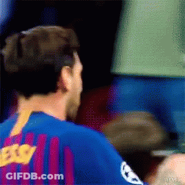 A Pixelated Image Of A Soccer Player Wearing A Jersey That Says Messi On The Back GIF