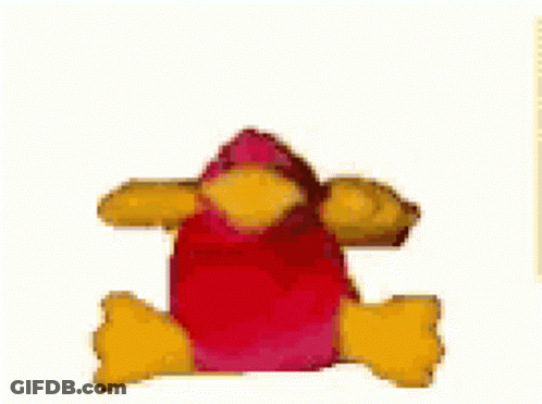 A Pixelated Image Of A Stuffed Animal With A Red Dress On . GIF