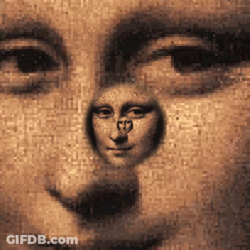 A Pixelated Image Of A Woman 'S Face With A Circle Around It GIF