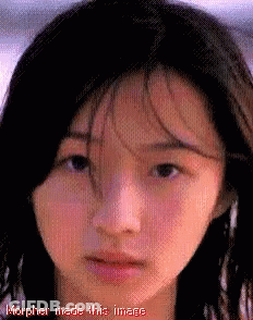 A Pixelated Image Of A Woman With The Words Morpher Made This Image Below It GIF