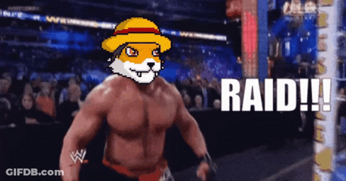 A Pixelated Image Of A Wrestler With The Words Raid Written On The Bottom GIF