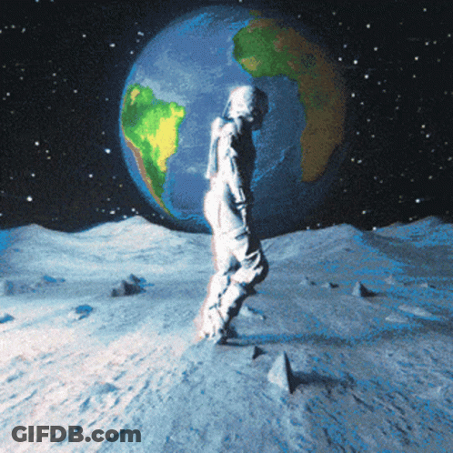 A Pixelated Image Of An Astronaut Standing On The Moon GIF