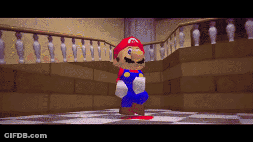 A Pixelated Image Of Mario In A Room GIF