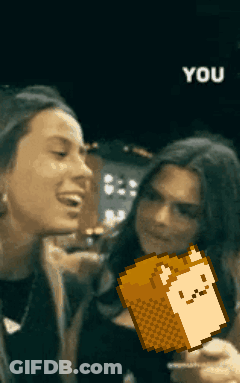 A Pixelated Image Of Two Women With The Word You In The Upper Right Corner GIF