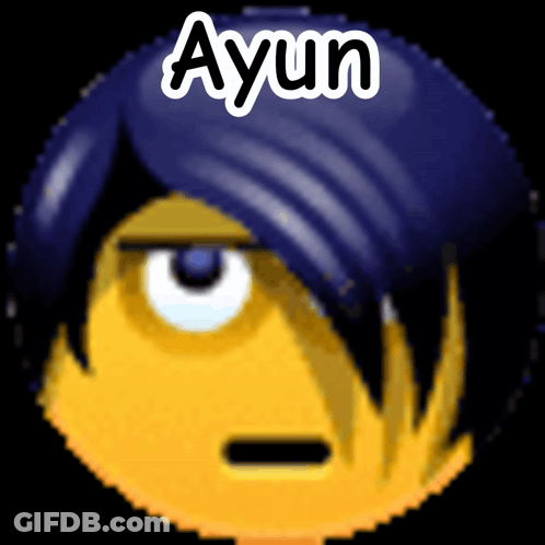A Pixelated Smiley Face With The Name Ayun On Top GIF