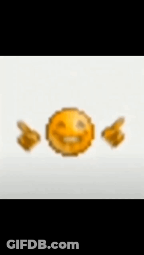 A Pixelated Smiley Face With Two Fingers Pointing At It On A White Background GIF
