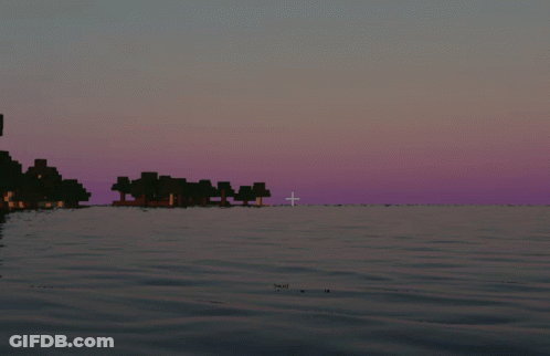 A Pixelated Sunset Over A Body Of Water GIF