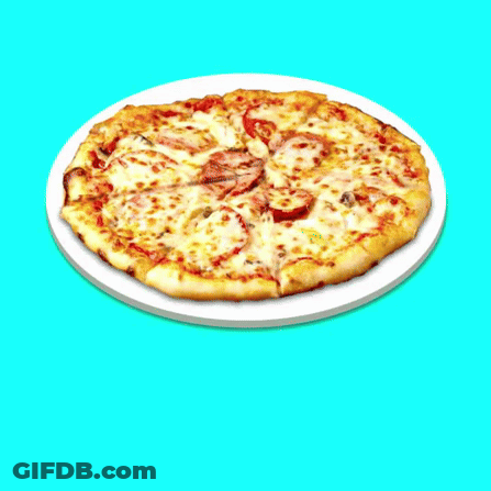 A Pizza With Tomatoes And Cheese On A White Plate GIF