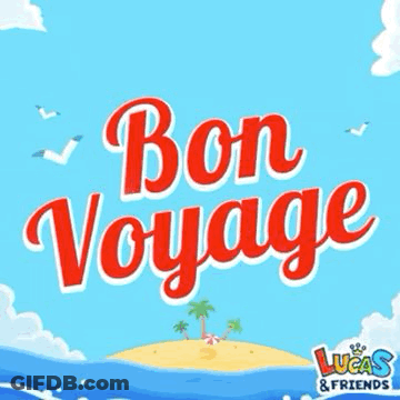 A Plane Is Flying Over A Small Island With Palm Trees In The Ocean . GIF
