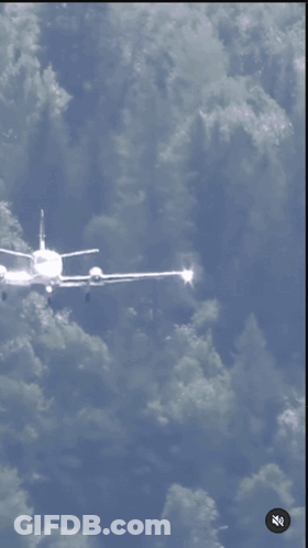 A Plane Is Taking Off From A Grassy Runway With A Watermark That Says ' Zz ' On The Bottom Right GIF