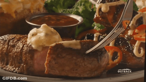 A Plate Of Food From Outback Steakhouse GIF