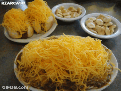A Plate Of Food With The Word Rzarcasm On It GIF