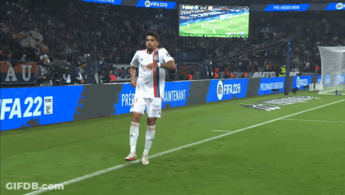 A Player On A Soccer Field With Fifa 22 Advertisements GIF