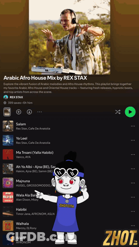 A Playlist Of Arabic Afro House Mix By Rex Stax Is Shown GIF