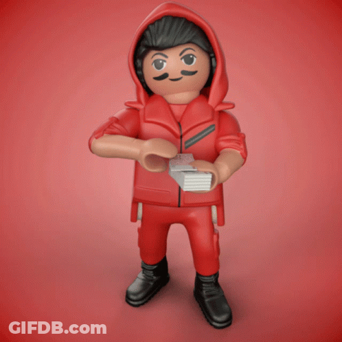 A Playmobil Figure Is Holding A 50 Euro Bill GIF