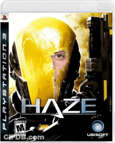 A Playstation 3 Game Called Haze With A Man In A Yellow Helmet On The Cover GIF