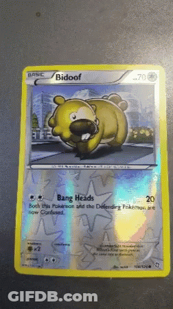 A Pokemon Card With The Name Bidoof On The Front GIF