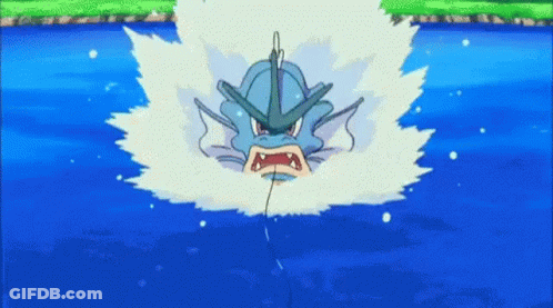 A Pokemon Is Coming Out Of The Water With A Huge Explosion Behind It . GIF