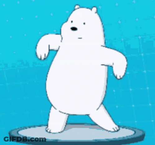 A Polar Bear From We Bare Bears Is Standing On A Ice Floe . GIF