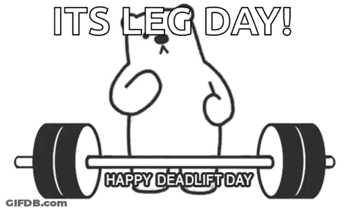 A Polar Bear Is Holding A Barbell With The Words It 'S Leg Day Happy Deadlift Day Written Below It . GIF