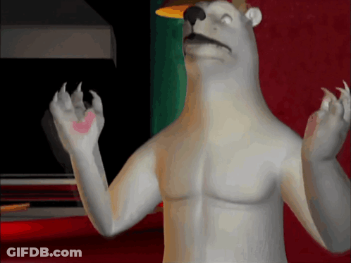 A Polar Bear Is Making A Funny Face With His Claws Out GIF
