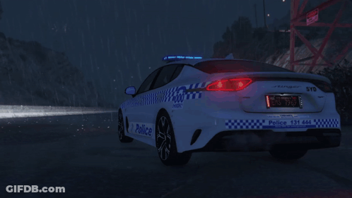 A Police Car With The Number 131 444 On The Side GIF