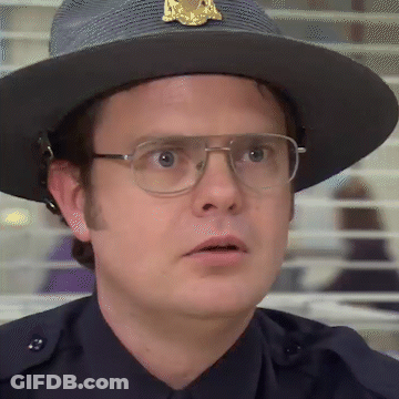 A Police Officer Wearing A Hat And Glasses Looks At The Camera GIF