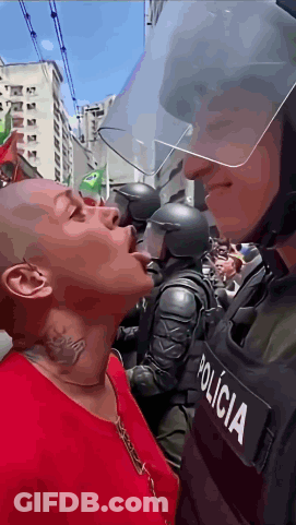 A Police Officer With The Word Policia On His Uniform GIF