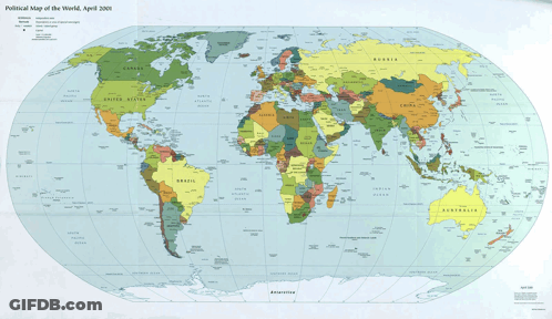 A Political Map Of The World With A Red Arrow Pointing To Io Films GIF