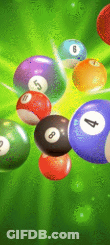 A Pool Ball With The Number 4 On It Is Surrounded By Other Balls GIF