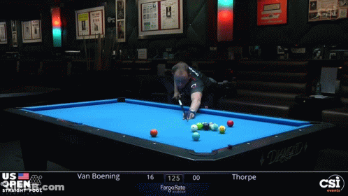 A Pool Table With A Blue Cloth That Says Diamond GIF