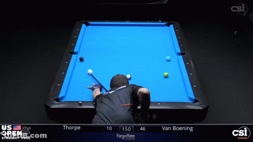 A Pool Table With A Player Named Thorpe On The Screen GIF