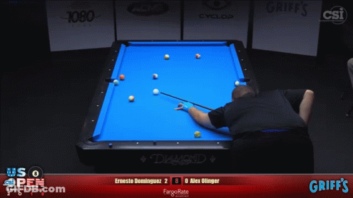 A Pool Table With Griff 'S On The Bottom Right GIF