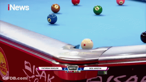 A Pool Table With Inews Written On The Top Left GIF