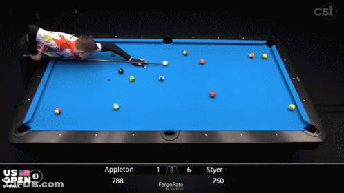 A Pool Table With The Us Open Written On The Bottom GIF