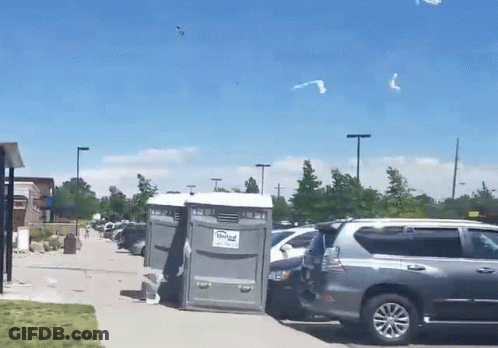 A Portable Toilet With The Word United On The Side GIF