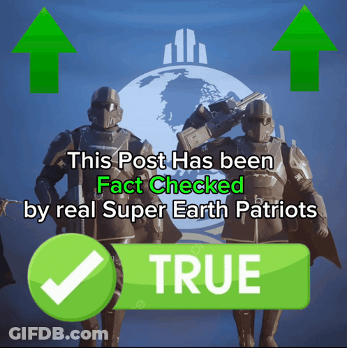 A Post Has Been Fact Checked By Real Super Earth Patriots With Two Soldiers GIF