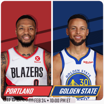 A Poster For A Basketball Game Between Portland And Golden State GIF