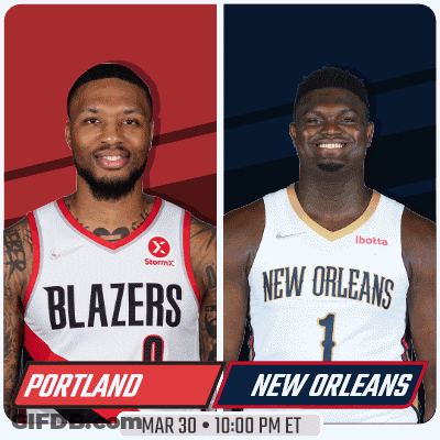 A Poster For A Basketball Game Between The Portland Blazers And The New Orleans New Orleans GIF