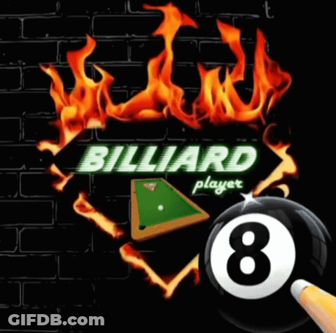 A Poster For A Billiard Player With A Skeleton And A Pool Ball GIF