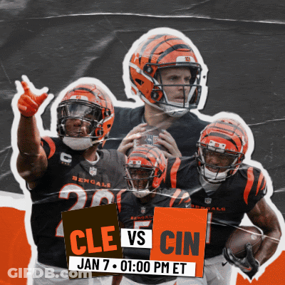 A Poster For A Football Game Between The Cle And Cin Teams GIF