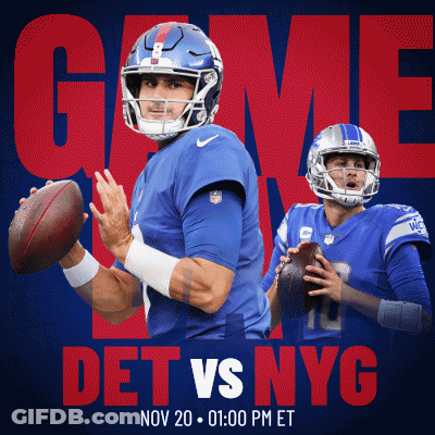 A Poster For A Football Game Between The Giants And The Lions GIF