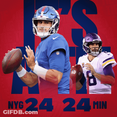 A Poster For A Football Game Between The Giants And Vikings GIF