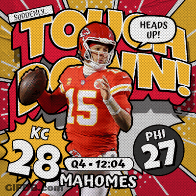 A Poster For A Football Game Between The Kansas City Chiefs And The Denver Broncos GIF