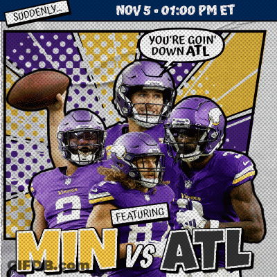 A Poster For A Football Game Between The Minnesota Vikings And Atl GIF