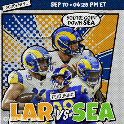 A Poster For A Football Game Between The Rams And Sea On September 10 GIF