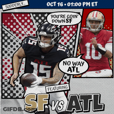 A Poster For A Football Game Between The Sf And Atl GIF